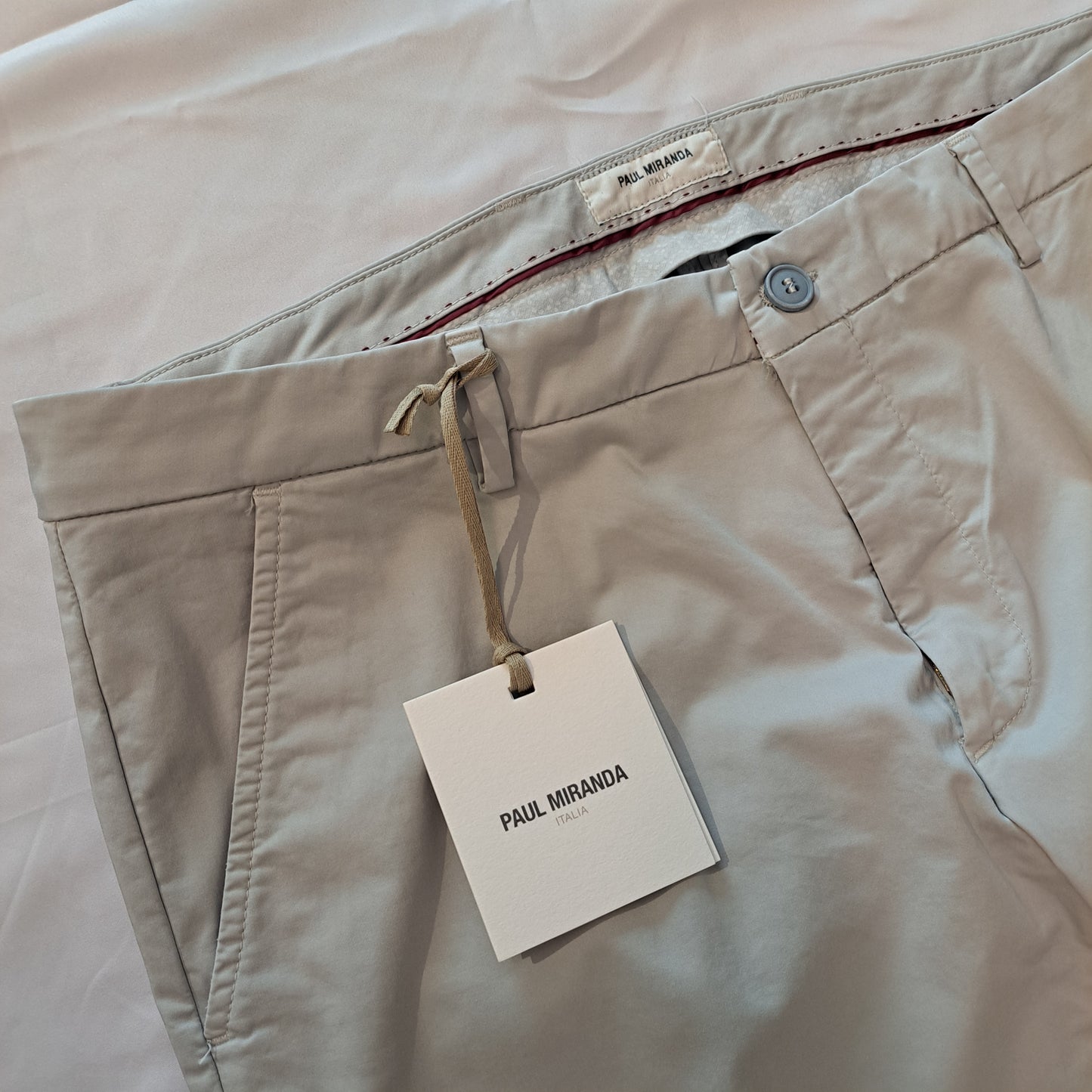 Chino comfort TG54 colore ghiaccio, grigio perla