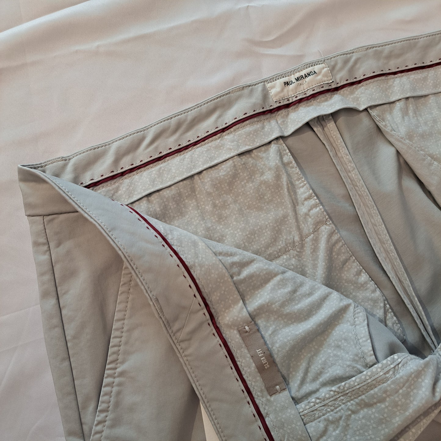 Chino comfort TG54 colore ghiaccio, grigio perla