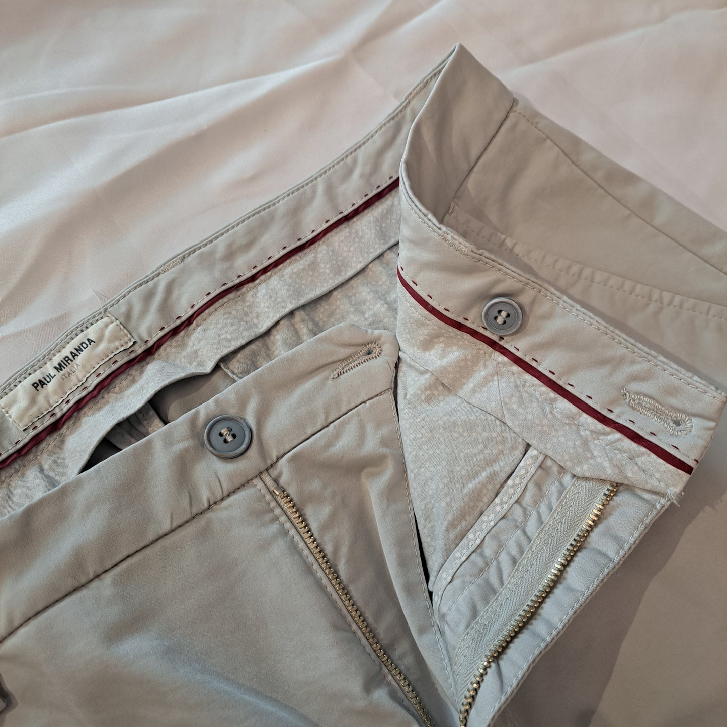 Chino comfort TG54 colore ghiaccio, grigio perla