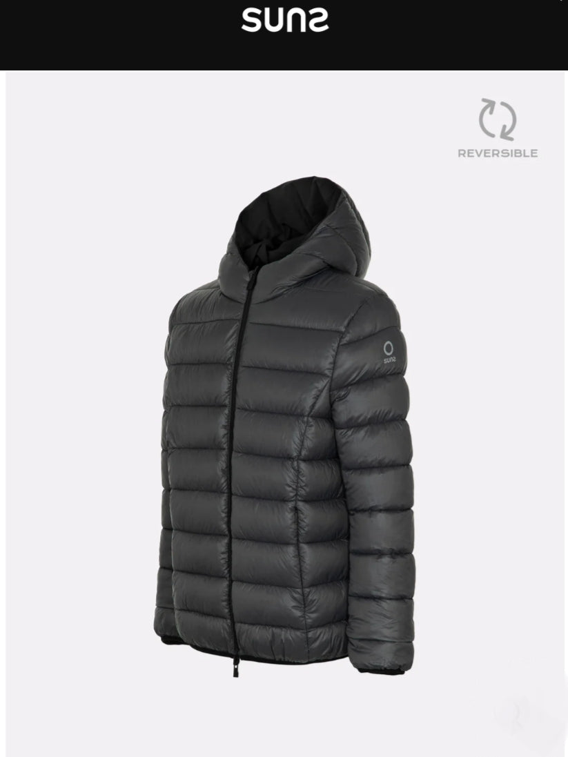 Flaminio Double SUNS. Giubbino reversibile nero e grigio