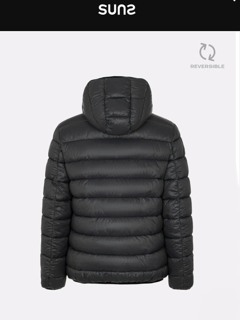 Flaminio Double SUNS. Giubbino reversibile nero e grigio