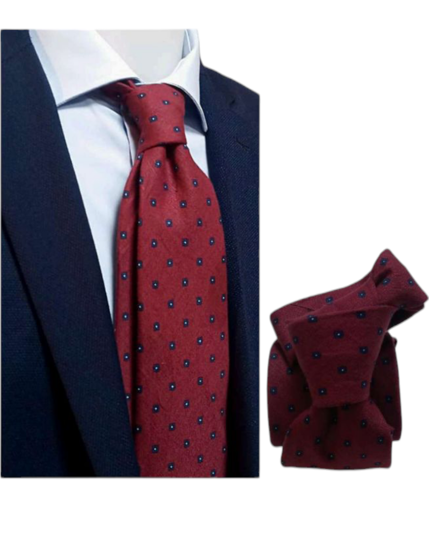 Cravatta in LINO. Micro fantasia, col. RUBINO. Pala 8.