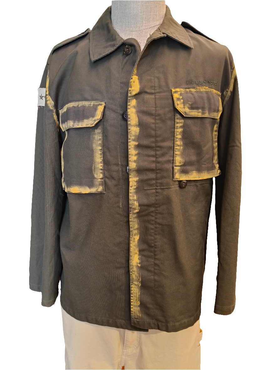 Giacca Vintage Militare dipinta a mano.Tg M NOTPRINTED. Crow Sangre. Pezzo unico nr 4879