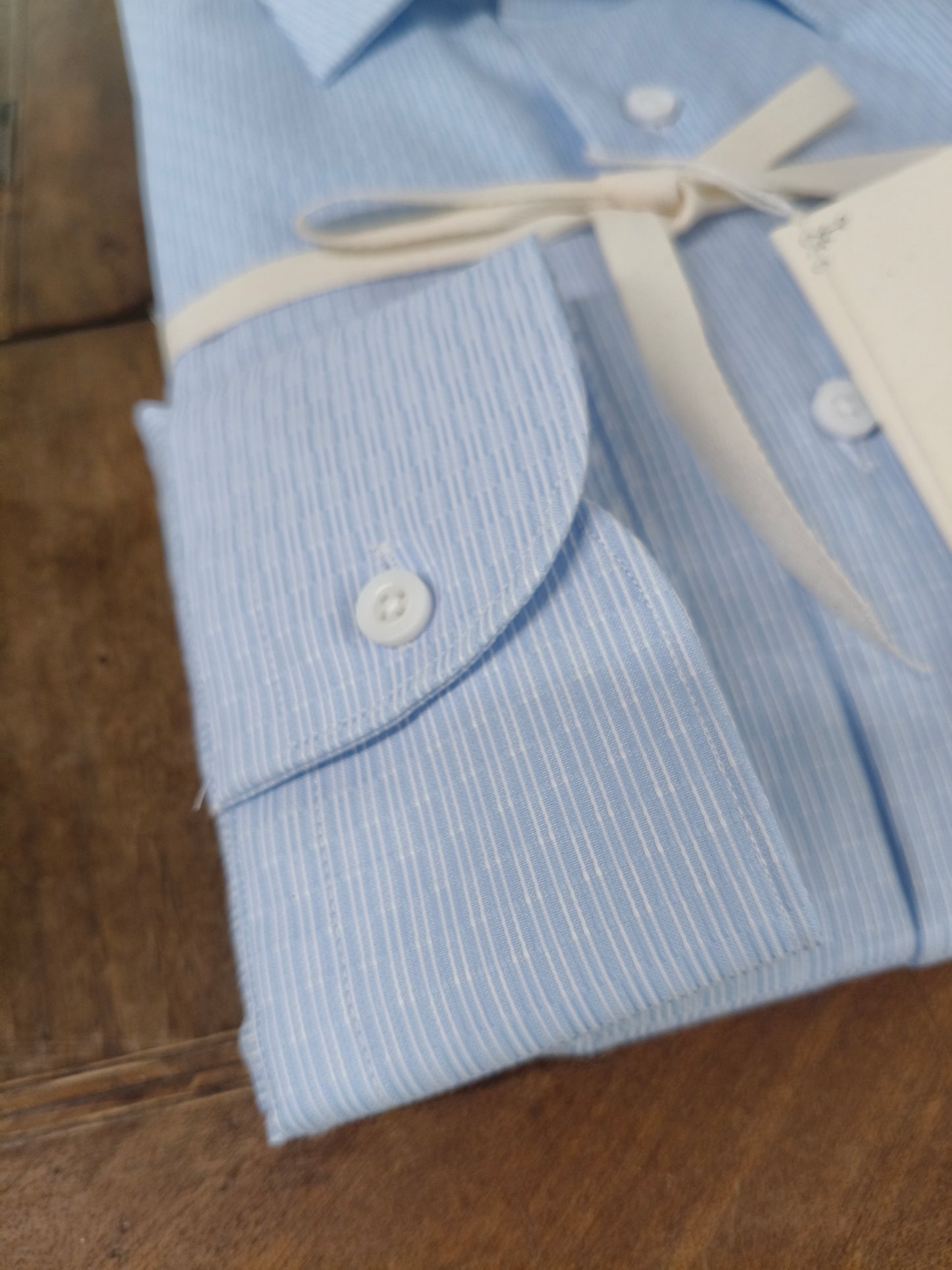 DelSiena camicia uomo righe Bianco Celeste bianco. Collo italiano punta classico. Moder-fit