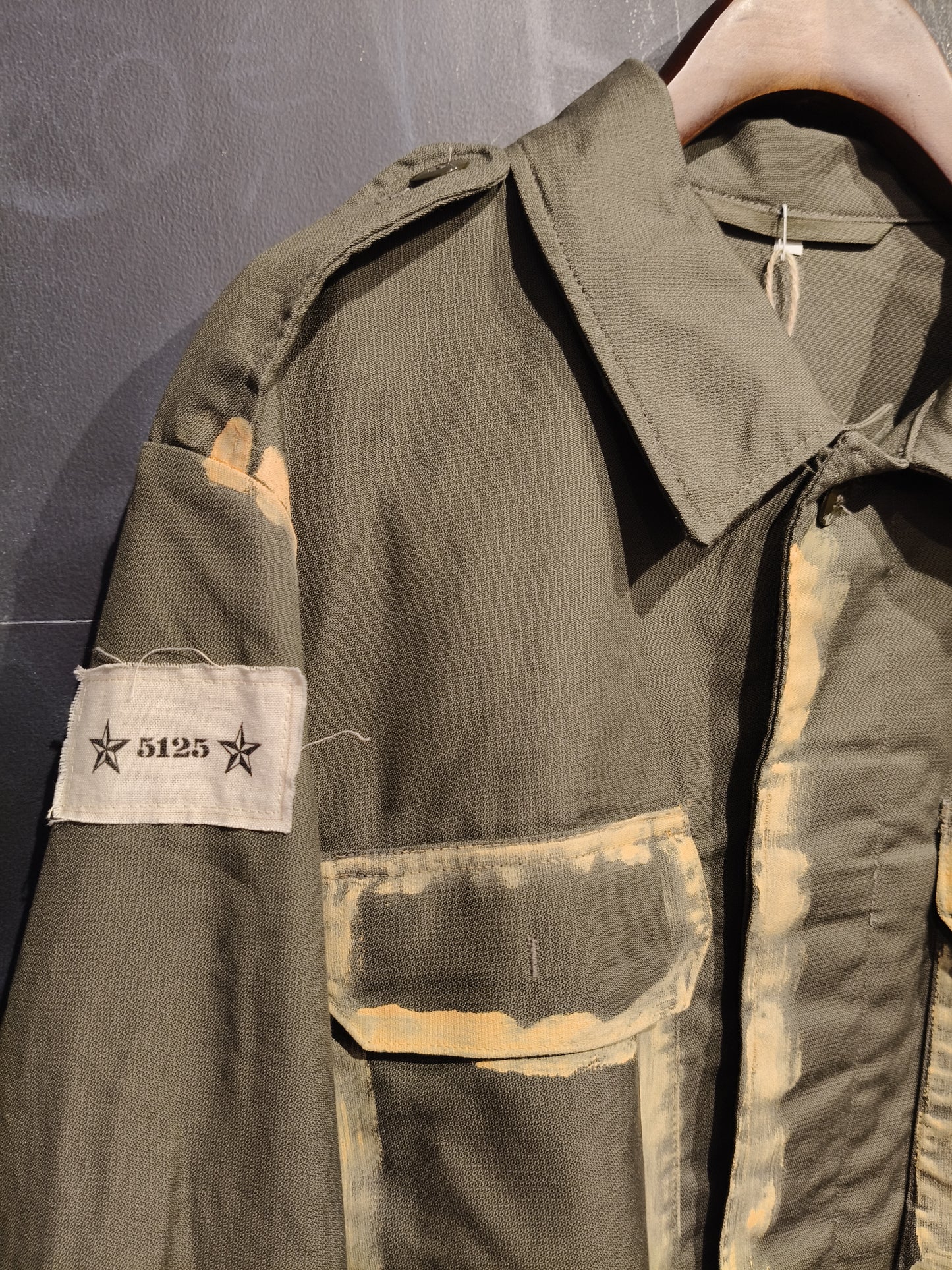 Giacca Vintage Militare dipinta a mano.Tg L NOTPRINTED. Muppet. Pezzo unico nr 5125
