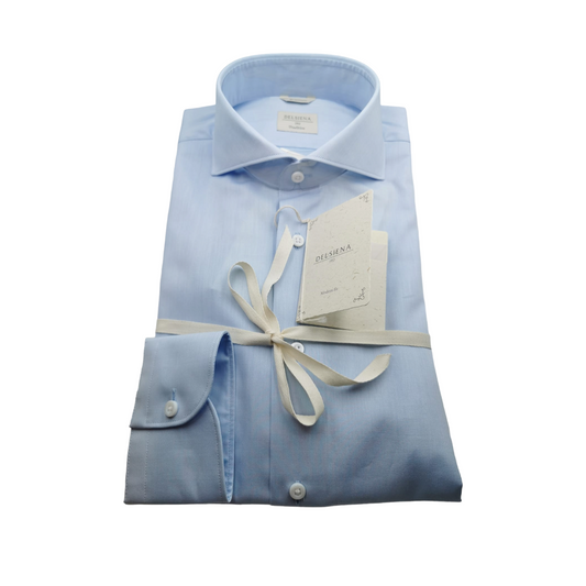 DelSiena camicia fil a fil celeste. Collo francese. Moder-fit.