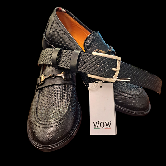 Mocassino WOW ARTIGIANALE in vera pelle intrecciata con fibbia