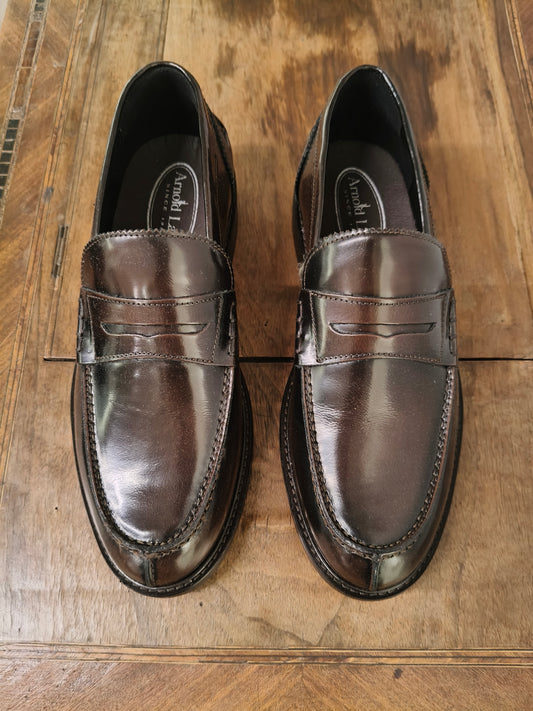 Mocassino colore Testa di moro LUCIDO. Calzatura Artigianale WOW vera pelle