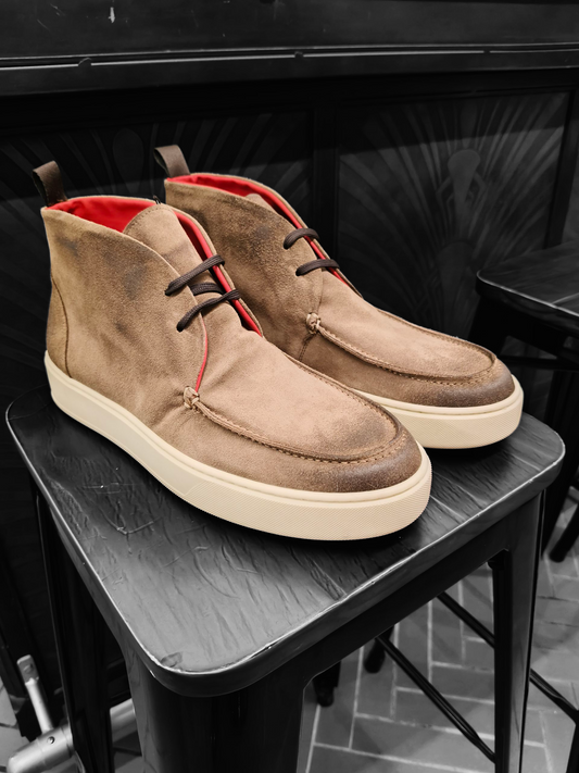 Polacchine artigianali WOW in camoscio Tabacco