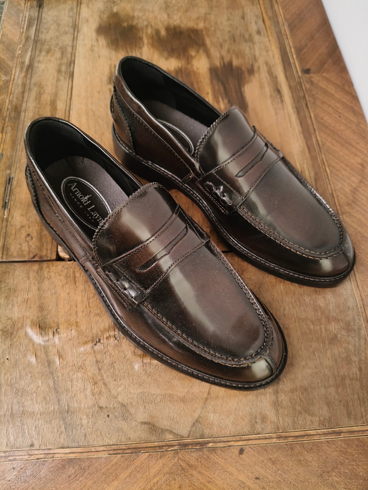 Mocassino colore Testa di moro LUCIDO. Calzatura Artigianale WOW vera pelle