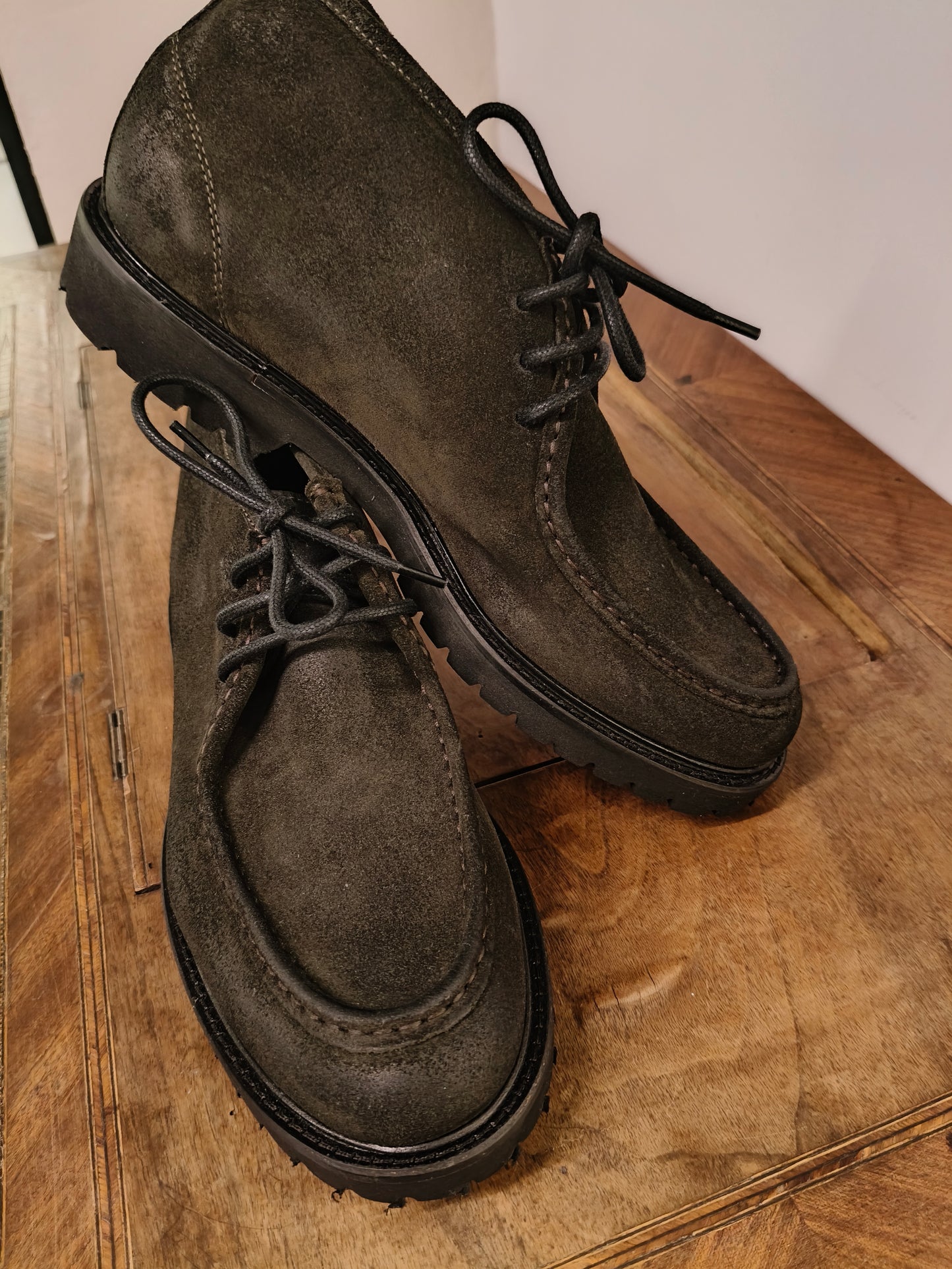 Polacchine artigianali camoscio vera pelle wow verdi