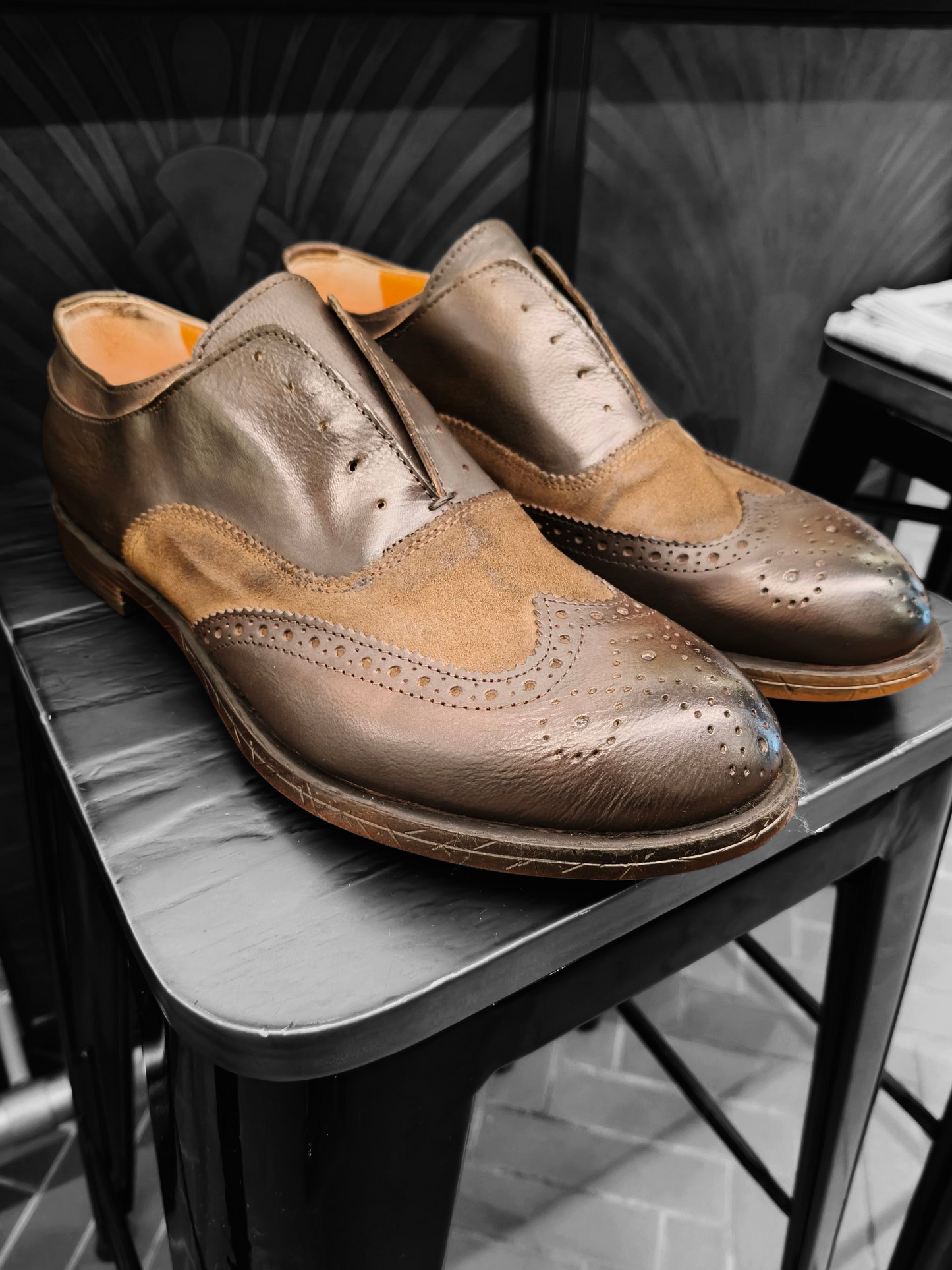 Francesina ARTIGIANALE WOW vera pelle con ELASTICO interno. Cosa di rondine